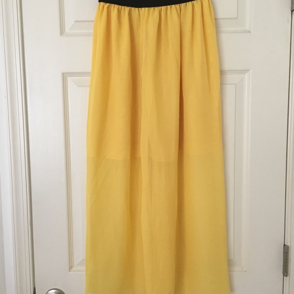 Yellow chiffon maxi skirts